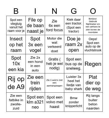 Onderweg naar schiphol v1.2 Bingo Card