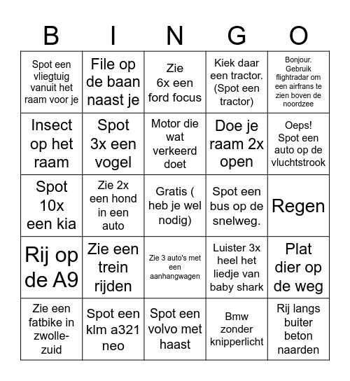 Onderweg naar schiphol v1.2 Bingo Card