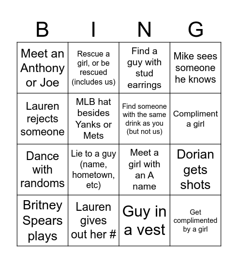 Fri Night :) Bingo Card