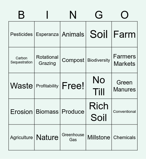 Regenerative vs Industrial Farming Bingo Card