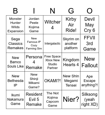 Summer Game Fest Bingo Card