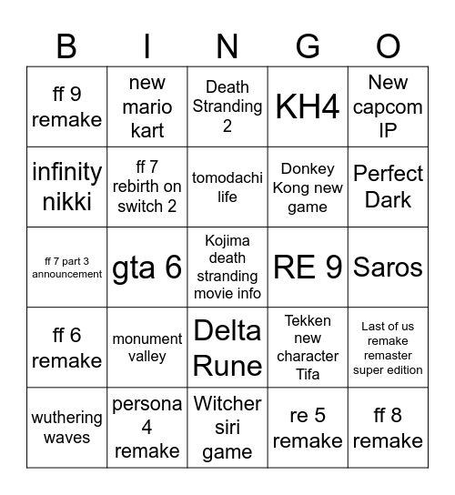 Kati's Bingo Card