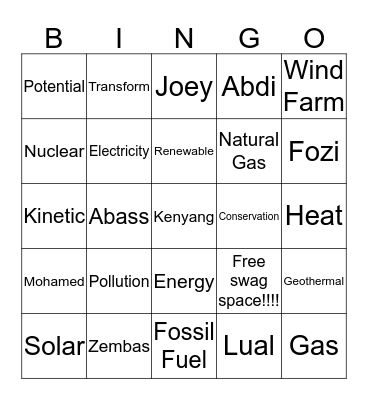 Nuclear Swag Bingo Card