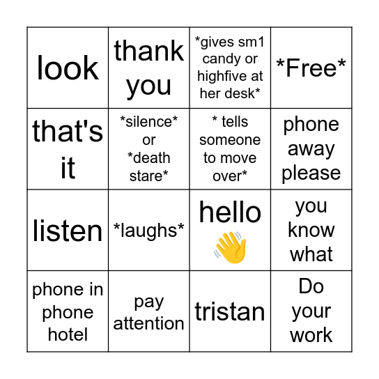 Math class bingo Card
