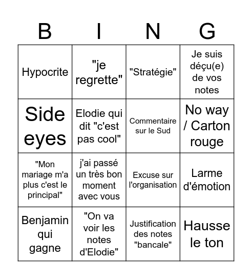 Reveal 4 mariage Bingo Card