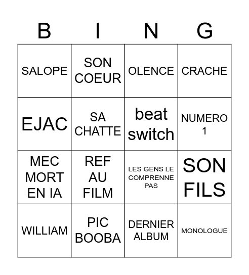 DAMSO Bingo Card