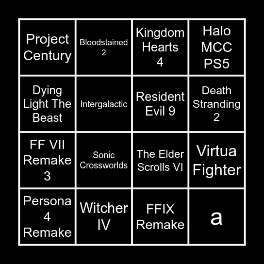 Bingo del NO E3 Bingo Card