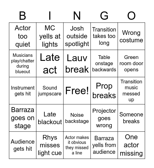 Public Domain Bingo Card