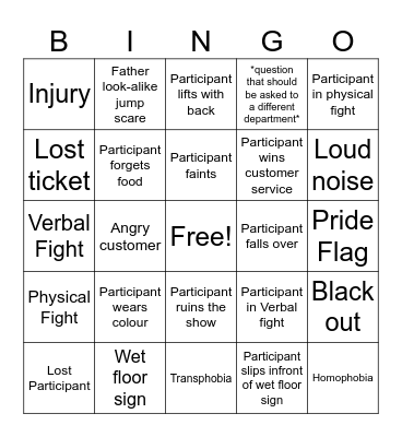 Work Hazards Bingo Card
