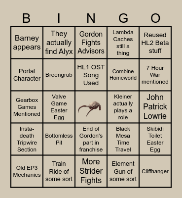 HALF LIFE 3 BINGO Card