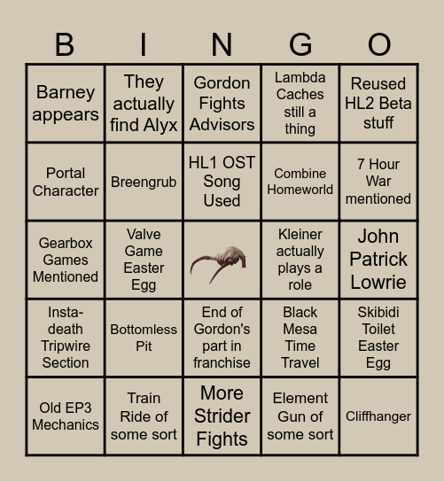 HALF LIFE 3 BINGO Card