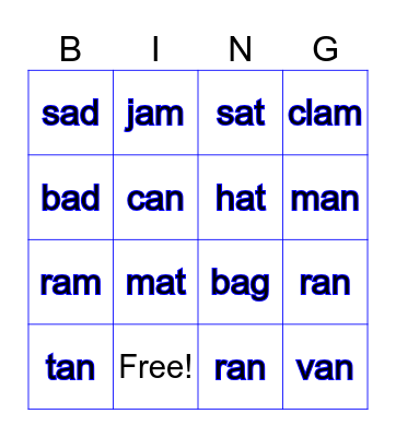 Phonics Bingo Card