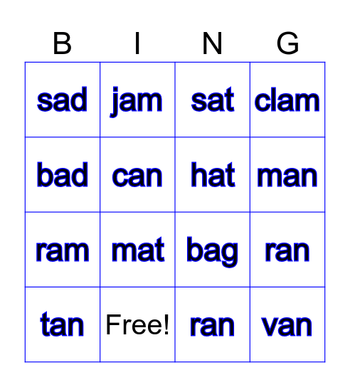 Phonics Bingo Card