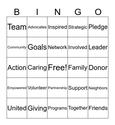 United Way 2016 /2017 Bingo Card