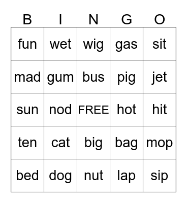 Sound It Out Bingo Card