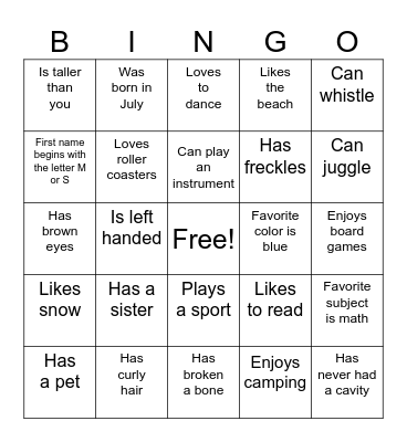 Find someone who... Bingo Card