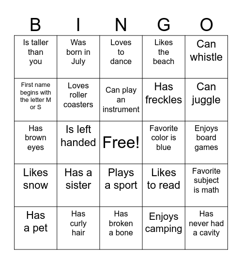 Find someone who... Bingo Card