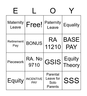 HRM BINGO Card