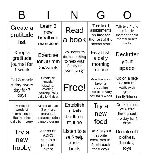 DT Bingo Card