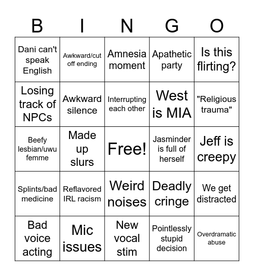 dnd bingo Card