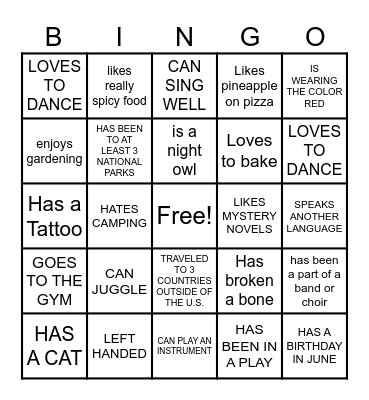 FIND SOMEONE WHO.. BINGO Card