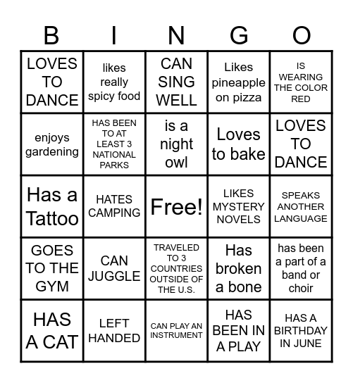 FIND SOMEONE WHO.. BINGO Card