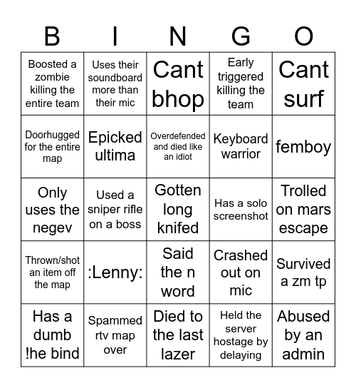 ZE Bingo Card