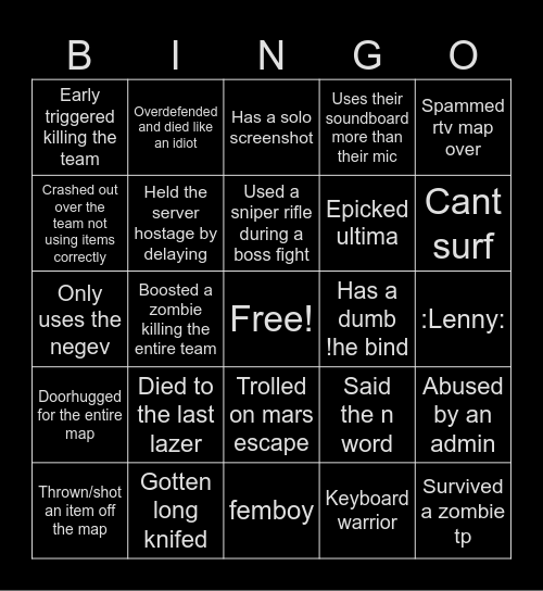 ZE Bingo Card