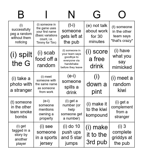 Paint & Sip Kickons Bingo Card