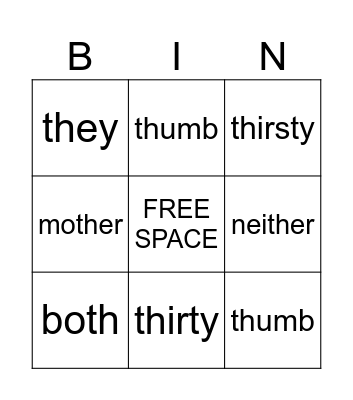 Activities BINGO Card