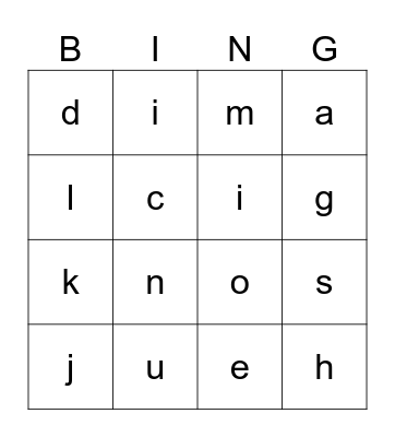 Phonics Bingo Card