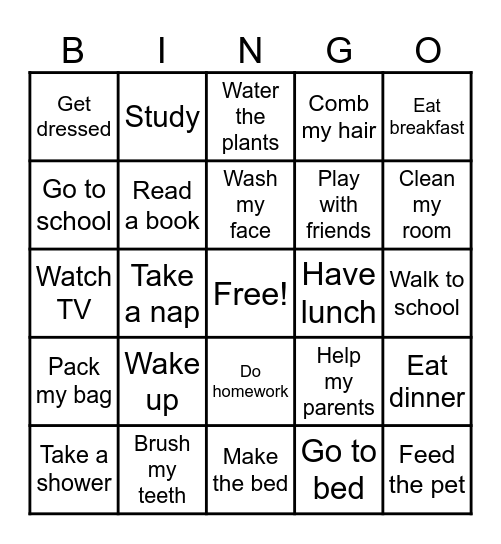 Daily Routine Bingo! Bingo Card