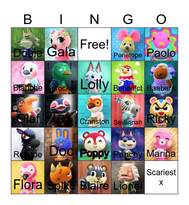 Animal crossing bingo! Bingo Card