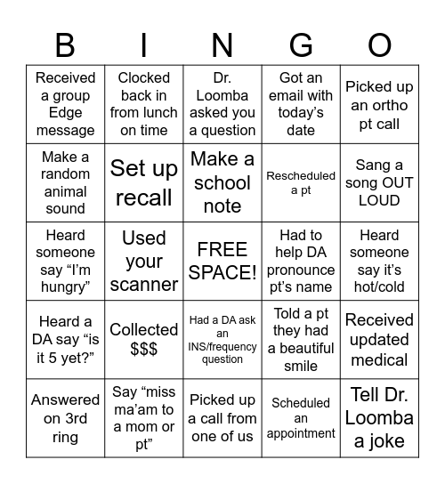 Check In, Check Out, BINGO! Bingo Card