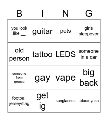 Omegle Bingo Card