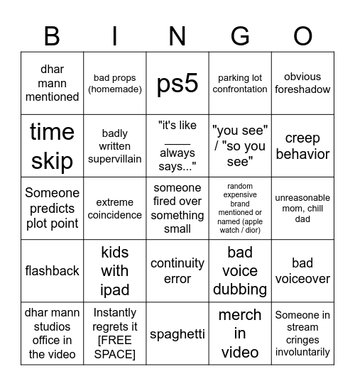 Dhar Mann Bingo v4 Bingo Card