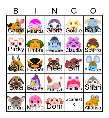 Animal Crossing Bingo Card