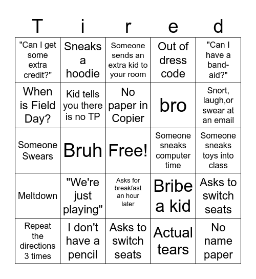 End of the Year Bingo Card
