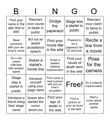 Starlet BINGO Card