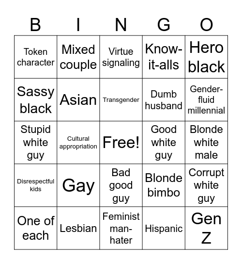 Woke Bingo Card