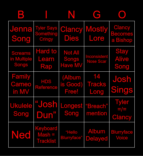 Breach Bingo Card