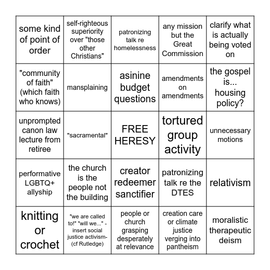 synnin at synod Bingo Card