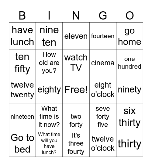 VA class Bingo Card