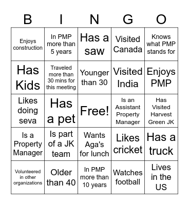 PMP Training - June 1 Bingo Card