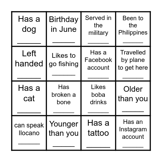 Beltran Bingo Card