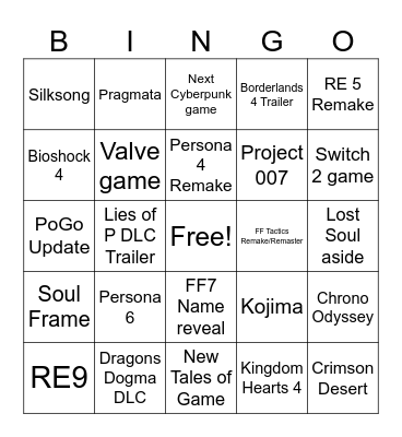 Summer Games Fest 2025 Bingo Card