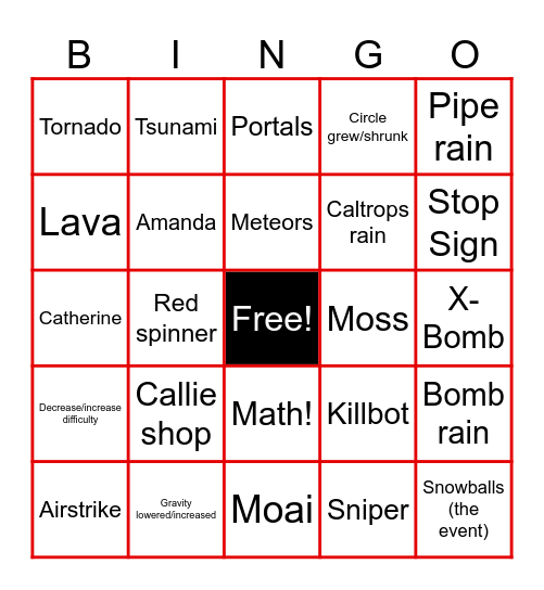 The Circle events bingo Card