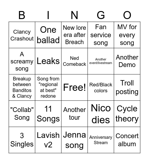 Breach Era Bingo Card