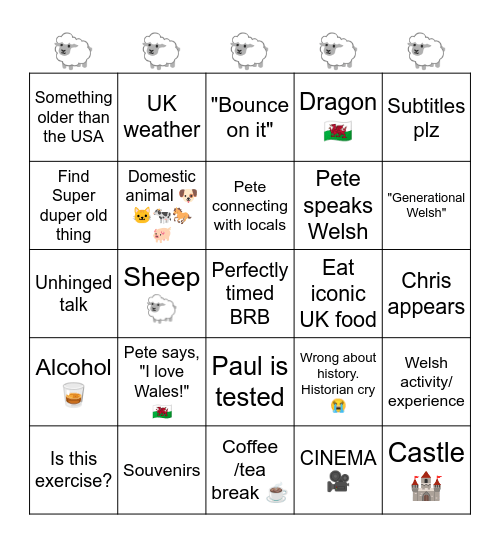 WALES Praise Day 5 Bingo Card