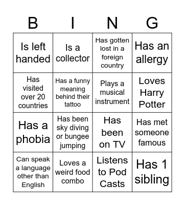 People Bingo Card